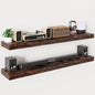Heimlove 55 Inch Long Floating Shelves for Wall,9.3" Deep Rustic Brown Floating Shelf Set of 2,Large Display Shelf & Storage Shelf,Wall Mounted Shelves for Bedroom Living Room Kitchen Office