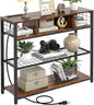 Console Tables with Charging Station, 4 Tier Narrow Sofa Tables with Storage Shelves, Entryway Tables with Outlet and USB Ports, Behind Couch Table for Living Room Hallway, Rustic Brown