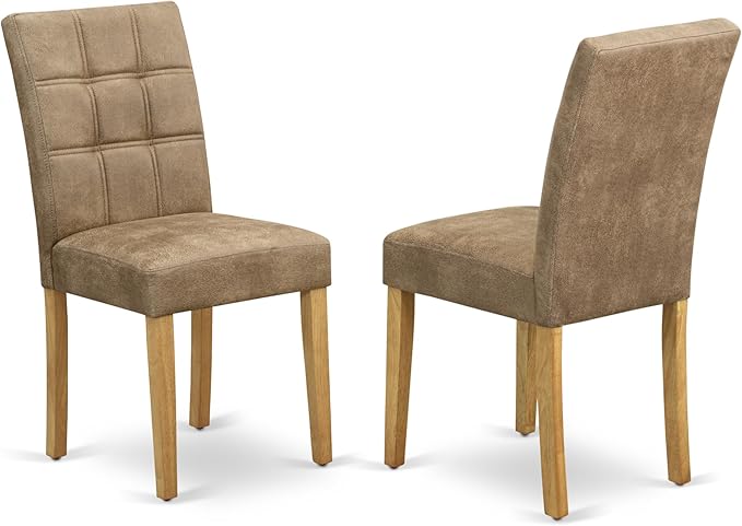 East West Furniture VAAS5-OAK-28 5 Piece Mid Century Modern Dining Set Consists A Dinner Table and 4 Brown Textured Polyester Fabric Upholstered Chairs, Oak