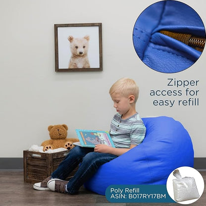 Children's Factory 26" Round Bean Bag, Bean Bag Chair with Water-Resistant Cover for Kids, Flexible Seating for Classroom Elementary, Easy to Clean, Blue