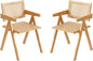Tiita Rattan Accent Chairs, Mid Century Modern Dining Chairs Set of 2, Bamboo Living Room Chair for Reading Room Dining Kitchen, Wood