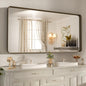 WEER 60x36 Inch Bronze Bathroom Mirror for Vanity, Brushed Bronze Metal Frame Mirror for Wall, Rounded Rectangle Bronze Frame Mirror with Tempered Glass, Anti-Rust (Horizontal/Vertical)