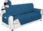 PureFit Reversible Sofa Couch Cover Water Resistant Couch Covers for 3 Cushion, Washable Furniture Cover with Non-Slip Foam and Adjustable Strap for Dogs, Pets (Oversized Sofa, Peacock Blue/Ivory)