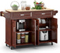 Rovibek Kitchen Island On Wheels Rolling Islands with Storage & Drawers Cabinet Spice Rack Towel Rack, Brown