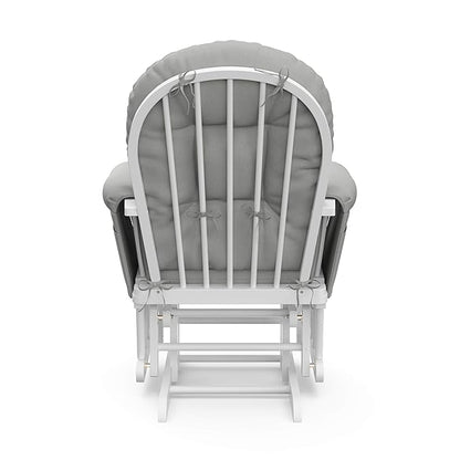 Storkcraft Premium Hoop Glider & Ottoman (White/Light Gray) — GREENGUARD Gold Certified Nursery Glider, Solid Wood Craftsmanship, Smooth-Gliding Nursery Chair and Ottoman, Award-Winning