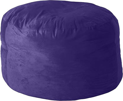 Sofa Sack Bean Bag Chair Cover Only, for Adults and Kids, Without Filling Comfy Fluffy Round or Oval Beanbag Chair Cover Replacement, Lazy Sofa Cover for Reading Chair or Floor Chair, 5-Feet, Purple