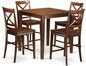East West Furniture VNQU5-MAH-W 5 Piece Counter Height Pub Set Includes a Square Dining Room Table and 4 Kitchen Chairs, 36x36 Inch, Mahogany