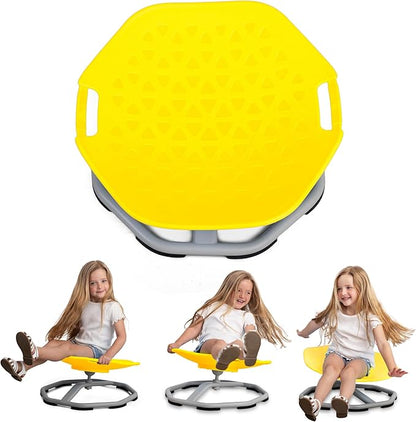 Special Supplies Spinning Chair for Kids- Versatile Kids Sit and Spin Sensory Chair for Training Body Coordination - Sensory Swivel Chair for Playroom, Bedroom, or Nursery (Yellow)