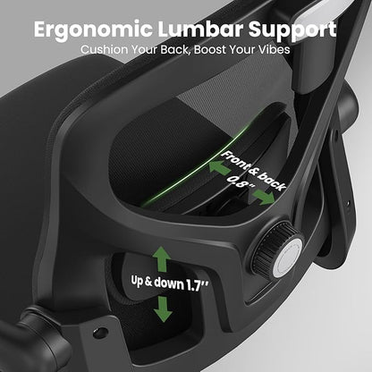 Ergonomic Office Chair, Comfy Home Office Chair High Back Computer Chair with Headrest, Adjustable Back Support, Flip-Up Arms, 90-120° Tilt and Wide Cushion, Up to 300lbs,Black