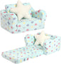 Toddler Couch, 2-in-1 Toddler Soft Couch Fold Out with Star Pillow, Convertible Sofa to Lounger for Girls and Boys, 1-Seat
