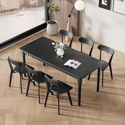Solid Wood Dining Chairs Set of 6, Wooden Dining Room Chairs for Whole Family Use, Farmhouse Kitchen Chairs Set Suitable for Dining Room, Living Room, Black