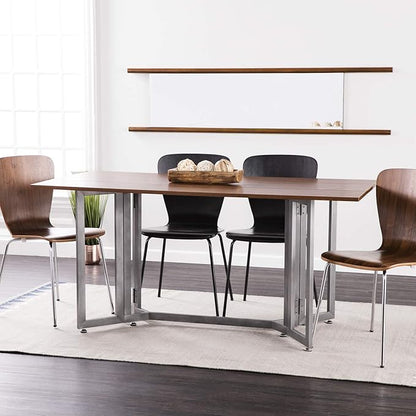 SEI Furniture Driness Drop Leaf Convertible Console to Dining Table, Dark Tobacco, Gunmetal Gray