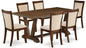 East West Furniture V777MZN32-7 7 Piece Dining Room Table Set Consist of a Rectangle Dining Table with V-Legs and 6 Light Beige Linen Fabric Upholstered Chairs, 40x72 Inch, Multi-Color