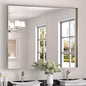 Keonjinn 48 x 40 in Brushed Nickel Bathroom Mirror, Rectangular Wall Metal Framed Vanity Mirror Square Corner Aluminum Alloy Modern Rectangle Wall-Mounted Mirror(Horizontal/Vertical)
