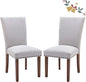 Parsons Dining Chairs Set of 2, Upholstered Nailhead Dining Room Kitchen Side Chair with Thick Cushions and Wood Legs, Light Grey