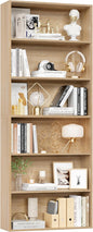 FOTOSOK 6-Tier Open Bookcase and Bookshelf, Freestanding Display Storage Shelves Tall Bookshelf Bookcase for Bedroom, Living Room and Office, Light Oak