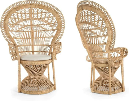 KOUBOO Peacock Grand Peacock Chair, Rattan Chair, Handmade, Accent Chair, Vintage, Retro, Boho, Furniture, Sunroom, Natural