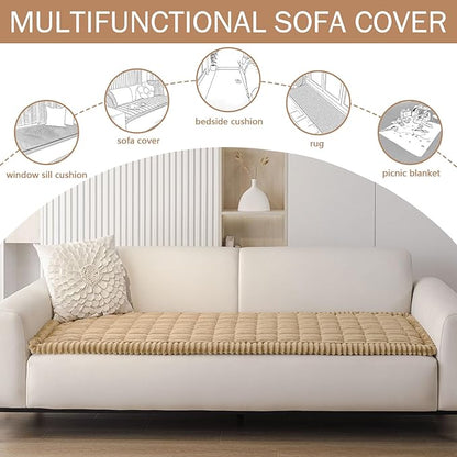 Smiry Couch Cover for Dogs Washable, Non Slip Fuzzy Pet Couch Covers for 3 Cushion Sofa Pet Friendly, Thick Soft Sofa Slipcovers Cushion Protector (Camel, 27.6" x 70.9")