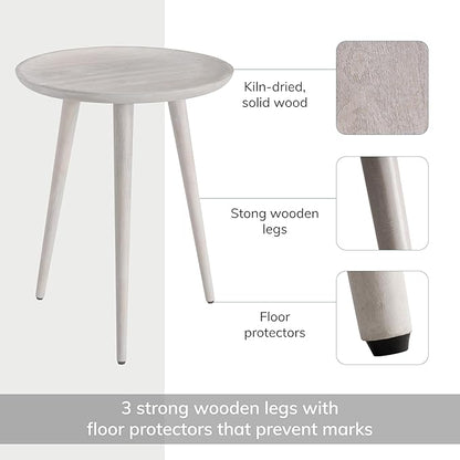 MH London Side Table - Tezgah End Table. Exclusively Designed Hand-Crafted Small Nightstand. Solid Wood Round End Table. Contemporary Accent Table for Bedrooms, Living Rooms and Home Office