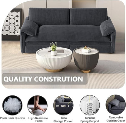 66" Queen Size Pull Out Couch Bed Convertible Sleeper Loveseat Sofa Velvet Futon Sofá Bed Oversized 3 in 1 Pullout Sofa&Couch for Side Storage and Soft Armrest for Living Room, Office, Apartment, RV