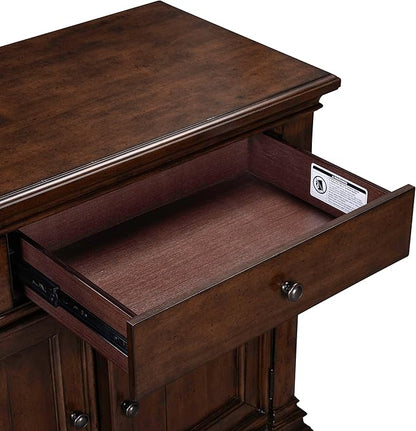 Liberty Furniture Arden Road TV Console, 74 Inch, Satin Cherry, 3 Drawers, 4 Doors