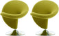 Manhattan Comfort Curl Swivel Accent Chair Set of 2 with 360° Turn, Fully Assembled, Upholstered in Wool Blend, Modern Ergonomic Design with Polished Chrome Base, Living Room & Office, Green