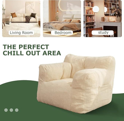HIGOGOGO Giant Bean Bag Chairs for Adults,Big Comfy Chair Sofa for Bedroom Living Room, Large Lazy Bean Bag Chair with Pocket Armrests for Gaming, Reading