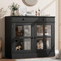 GarveeHome 35.4" Sideboard Buffet Cabinets with Glass Door, Buffet Cabinet with Storage, Black Sideboard Cabinet with Drawer, Modern Buffets & Sideboards for Dining Room, Kitchen
