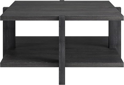 Henn&Hart 35" Wide Square Coffee Table in Charcoal Gray, for Home, Living Room, Bedroom, Entertainment Room, Office
