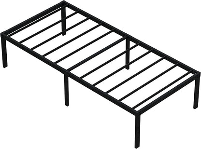 18 Inch Twin Bed Frames No Box Spring Need, Metal Platform Bed Frame Twin Size with High Storage, Eassy Assembly 2,500 Lbs Heavy Duty Bedframes, Black