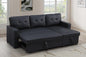 Devion Furniture Garisa 4-in-1 Convertible L Shaped Couch with Pull Out Bed and Storage, Sectional Sleeper Sofa with Reversible Chaise for Living Room, Apartment, Bedroom, Office