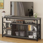 BON AUGURE Tall TV Stand for TVs up to 65 Inch, Industrial Entertainment Center with Storage Cabinet, Rustic Wood Media Console Table for Living Room and Bedroom (32 Inch High, Grey Oak)