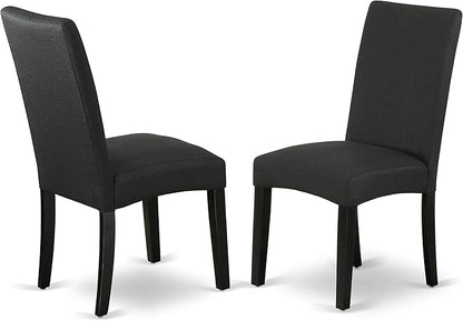 East West Furniture LGDR7-BLK-24 7 Piece Dining Table Set Consist of a Rectangle Dinner Table with Butterfly Leaf and 6 Black Color Linen Fabric Parson Chairs, 42x84 Inch, Black