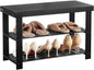 VEVOR Shoe Rack Bench, 3-Tier Bamboo Entryway Bench, Shoe Storage Organizer Holds Up to 286 lbs, 27.6 x 11.3 x 17.8 Inches, for Front Door, Hallway, Living Room, Bedroom, Black