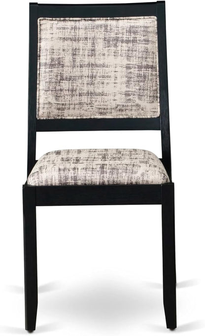 X02X2-2C6-30 4-pc Dining Room Table Set a Rectangular Kitchen Table and a wooden Bench and 2 Wire Brushed Black Polyester Stackable Chair, 39x120 Inch, Wire Brushed Black