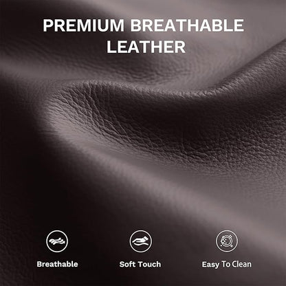 COLAMY Pushback Electric Recliner Chair Set of 2, Premium Leather Upholstery with Adjustable Angles, Extra Lumbar Pillow, Built-in Charging Port, Business-Casual Style for Living Room,Brown