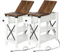 Narrow End Table with Charging Station - Farmhouse Slim Side Table Set of 2, w/USB Ports Power Outlets, Nightstand w/Flip Top Storage Drawer, for Small Spaces Living Room Bedroom, Brown White