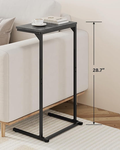 TUTOTAK C Shaped End Table, Small Side Table, 28.7 inch Tall Couch Table, Sofa Table, Living Room, Bed Room, Charcoal Grey TB01BY071