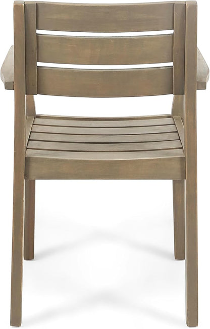 Merax Acacia Wood Dining Chairs Set of 2,Stamford Outdoor Acacia Wood Dining Chairs for Kitchen, Living Room,Outdoor,Grey