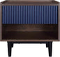 Manhattan Comfort Duane Modern Ribbed Nightstand, Bedside Table with Full Extension Drawer and Open Shelf, Industrial Chic Living Room and Bedroom Furniture, Navy Blue