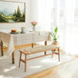 Solid Wood Entryway Bench, Wooden Dining Bench Stool w/Hand-Woven Top, End of Bed Benches for Bedroom Kitchen Dining Living Room & Entry Décor (Natural, 31.49" L)