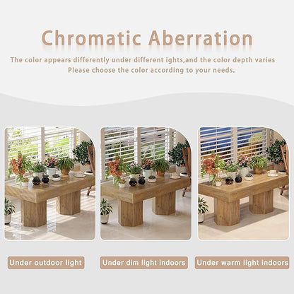 GiftGo Coffee Table Mid Century Modern Center Living Room Table Farmhouse Wooden Rectangle Cocktail Tea Table for Office (Light Brown, L-39.37)