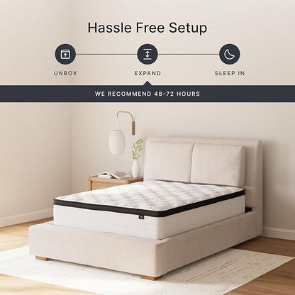 Signature Design by Ashley King Size Chime 12 Inch Medium Firm Hybrid Mattress with Cooling Gel Memory Foam for Pressure Relief, Fiberglass Free, Mattress In A Box