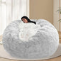 BCU Oversized Bean Bag Cover Comfy Beanbag Chair for Adults Without Filler Faux Fur Lazy Sofa Cover for Living Room Chairs, Silver White, 5FT