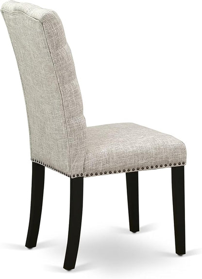 East West Furniture V697EL635-5 5 Piece Modern Dining Table Set Includes a Rectangle Wooden Table with V-Legs and 4 Doeskin Linen Fabric Parsons Dining Chairs, 40x72 Inch, Multi-Color