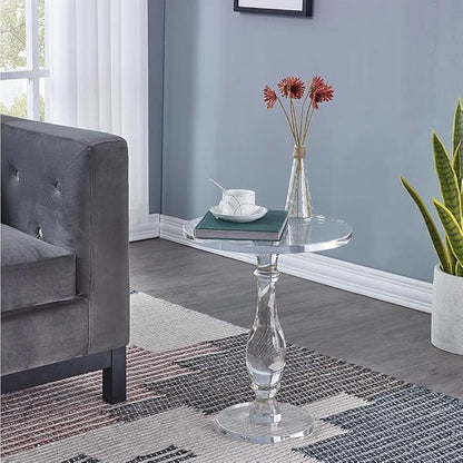 LIKENOW Acrylic End Table,Acrylic Side Table,Modern Nightstand with Clear Small Round Top and Solid Post for Living Room,Bedroom and Lobby 15.7x15.7x19.5 High inches