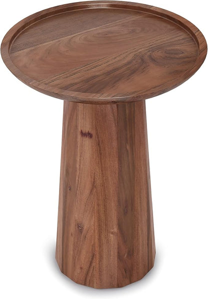 SIMPLIHOME Dayton SOLID ACACIA WOOD 13 inch Wide Round Contemporary Wooden Accent Table in Light Cognac, Fully Assembled for the Living Room and Bedroom