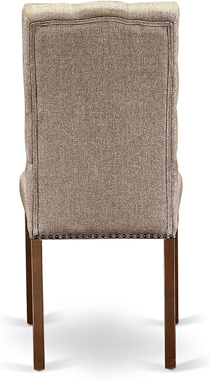 East West Furniture CAEL5-MAH-16 5 Piece Dining Table Set for 4 Includes a Rectangle Kitchen Table and 4 Dark Khaki Linen Fabric Parsons Dining Chairs, 36x60 Inch, Linen White