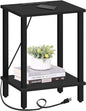 TUTOTAK End Table with Charging Station, Side Table with USB Ports and Outlets, Nightstand, 2-Tier Storage Shelf, Sofa Table for Small Space TB01BK040