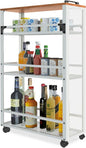 2025 New, Slim Kitchen Storage Cart, 3 Tier Metal Rolling Utility Cart Mesh Basket, Multifunction Wire Basket Shelf Trolley for Home Laundry, Bathroom, Living Room, White